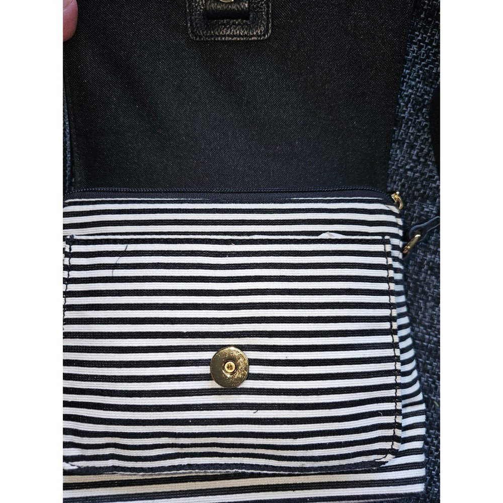 Fossil Crossbody Bag Women Small Brown‎ Black White Striped New Nautical - Picture 3 of 11